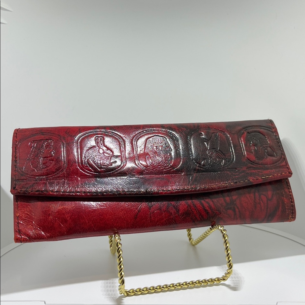 Egyptian-style handmade leather long-wallet